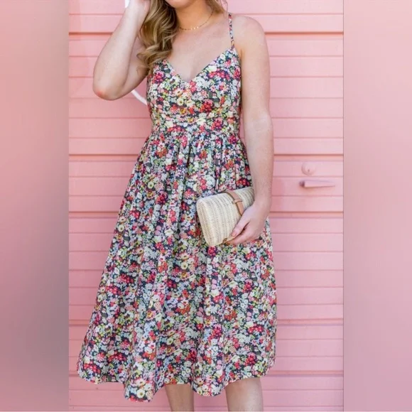 J. Crew | Dresses | Jcrew Liberty Print Floral Midi Dress Tie Back Size 4 |  Poshmark